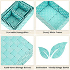 Woven Storage Baskets, Storage Bins, Cube Basket Container Baskets Storage - Image 4
