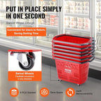 VEVOR Shopping Carts with Handles, 39L Plastic Rolling Shopping Basket with - Image 4