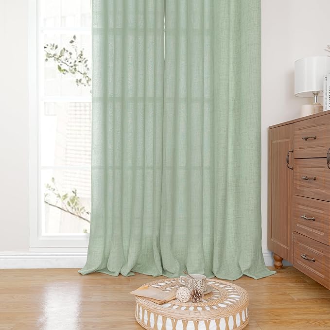 YoungsTex Sage Green Linen Curtains 78 Inches Long - Image 8
