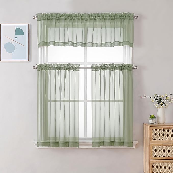 Chyhomenyc Sheer Window Valance Curtains, 42x14 Inches 2PCS, Light Filtering - Image 2