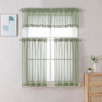 Chyhomenyc Sheer Curtains Tiers 42W x 24L Inches 2 Pieces Set, Light Filtering - Image 2