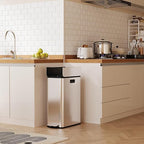 15-Gallon Dual Trash Can, Step-On Pedal Kitchen Trash Bin - Image 2