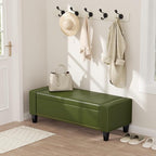 48.8" Storage Ottoman Bench Green | Faux Leather Bedroom Bench - Image 8