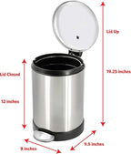 GLAD Small Trash Can, 1.2 Gallon | Round Stainless Steel Garbage Bin - Image 2