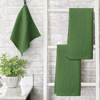 Artoid Mode 100% Cotton Olive Green Waffle Weave Kitchen Dish Cloths, 13x28 - Image 3