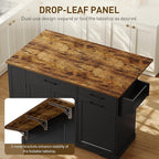 Kitchen Island with Power Outlet & Drop Leaf, Rolling Storage Cart with Trash - Image 7