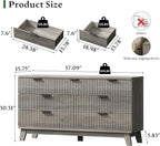 Fluted Dresser with 7 Drawers, Wooden Dresser TV Stand, Wood Closet Clothes - Image 2