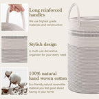 YOUDENOVA Woven Rope Laundry Hamper Basket, 58L Tall Luandry Basket, Baby - Image 5