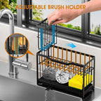 2-Tier Kitchen Sink Caddy with High Brush Holder&Self-Draining Tray, - Image 4