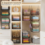 Deeper 4'' Design 5 Tier Foldable Hanging Closet Organizer and Storage，Wire - Image 5