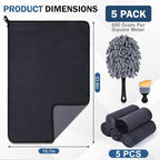 Navona 5-Pack 600GSM Professional Microfiber Car Drying Towels - Image 3