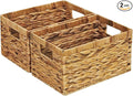 Rectangular Storage Basket 2PCS Water Hyacinth Baskets, Hand-Woven Baskets by HTAIYO6