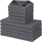 Fintale 100% Cotton Kitchen Towels and Dishcloths Set, 12 x 12 & 15 x 25 Inches by Fintale