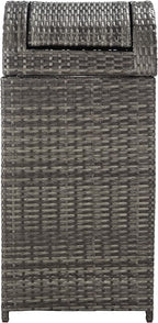 SAFAVIEH Outdoor Collection Mazeli Grey Brown Woven Swing Top Dome Lid Trash - Image 7