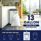 Plasticplace 13 Gallon Trash Bags â”‚ 1.2 Mil â”‚ White Drawstring Garbage Can - Image 3