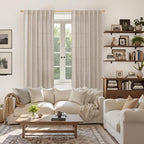 YoungsTex Beige Linen Semi Sheer Curtains 63 Inch Length - Image 2
