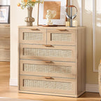 LEYAOYAO Rattan Dresser for Bedroom Set of 2, 33.5" Tall Chest of Drawers - Image 7