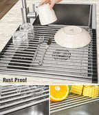 Tomorotec 17.7" x 15.5" Roll Up Dish Drying Rack Over Sink Drying Rack Sink - Image 2