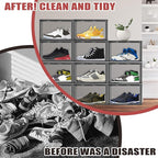 4 Pack Grey Shoe Storage Boxes Clear Plastic Stackable Shoe Display Case - Image 7