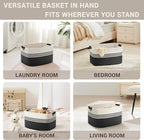 45L Small Laundry Basket with Leather Handles - Image 4