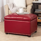 24'' Leather Storage Ottoman Rectangular Foot Rest Stool - Image 7
