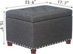 Joveco Storage Ottoman Linen Tufted Bench - Image 3