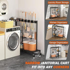 Broom Holder with Cleaning Supplies Organizer, Broom Closet Storage Cabinet - Image 3