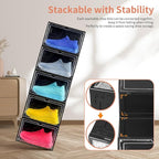12 Pack Black Shoe Boxes Stackable, Large Shoe Storage Organizer - Image 3