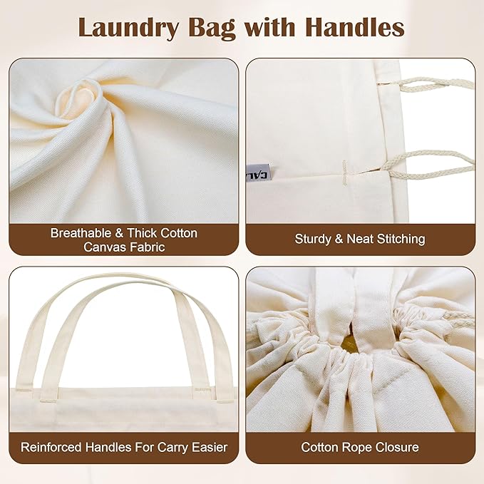 Canvas Laundry Bag 33"x 35", Thick Cotton Laundry Bag - Image 6