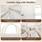 Canvas Laundry Bag with Handles & Drawstring Closure 27.5”x35", Thick Cotton - Image 4
