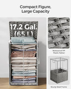 SONGMICS Laundry Hamper with Lid, 17.2 Gallon Synthetic Rattan Clothes Laundry - Image 5