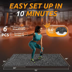 PRAISUN 0.6" Thicker Gym Mat, 6 Tiles 24 Sq Ft Workout Mats, Interlocking Foam - Image 5