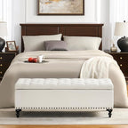 Storage Ottoman 50.2 Inches Upholstered Fabric Storage Ottoman Bench，Button - Image 4