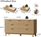 Fluted Dresser with 7 Drawers, Wooden Dresser TV Stand, Wood Closet Clothes - Image 2