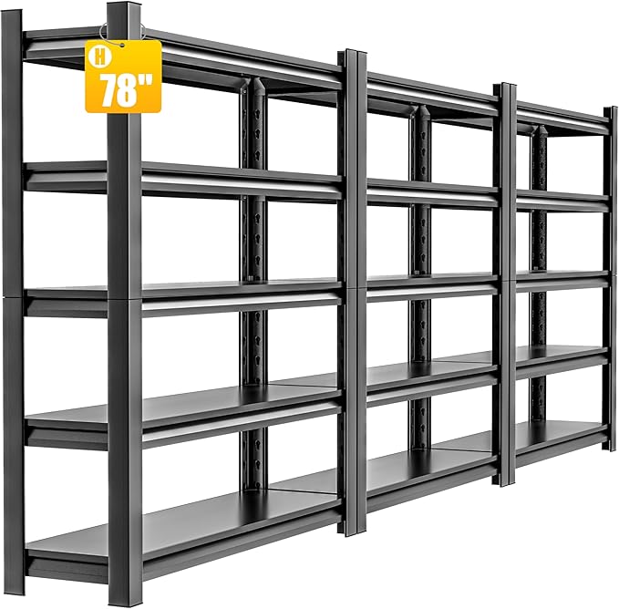 78" H 47.2" Wide 3 Pieces Garage Shelving, Thickened Heavy Duty Metal by HzdbhdGarageShelving