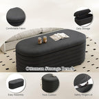 Storage Ottoman Bench, Upholstered Fabric Storages Benches End of Bed Stool - Image 5