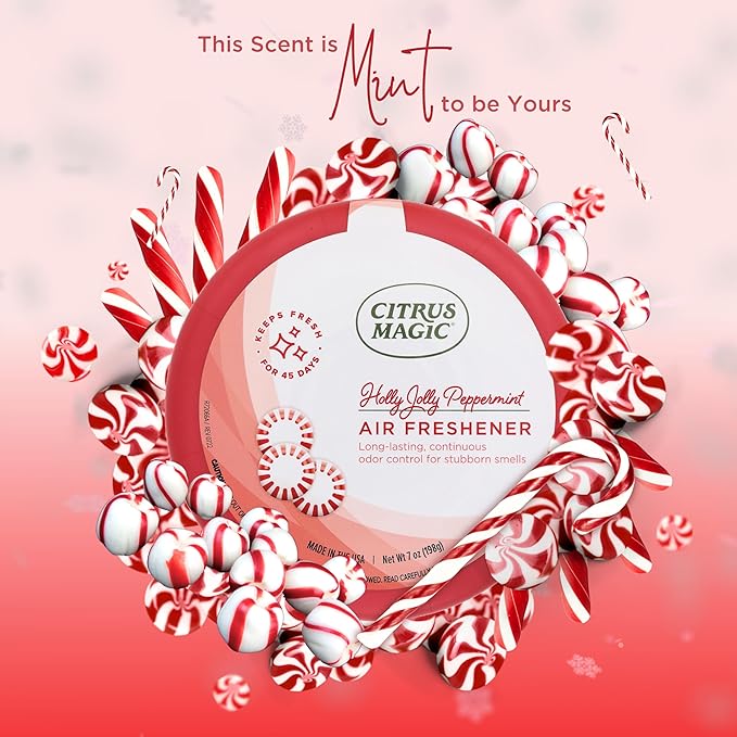 Citrus Magic Holiday Odor Absorbing Solid Air Freshener, Holly Jolly Peppermint - Image 4