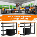 Storage Shelves Heavy Duty 4 PCS, 5-tier Adjustable Metal Industrial Utility - Image 6
