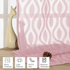 Aiyufeng Sheer Pink Curtain 45 Inch Length 2 Panels Set, Farmhouse Clip - Image 2