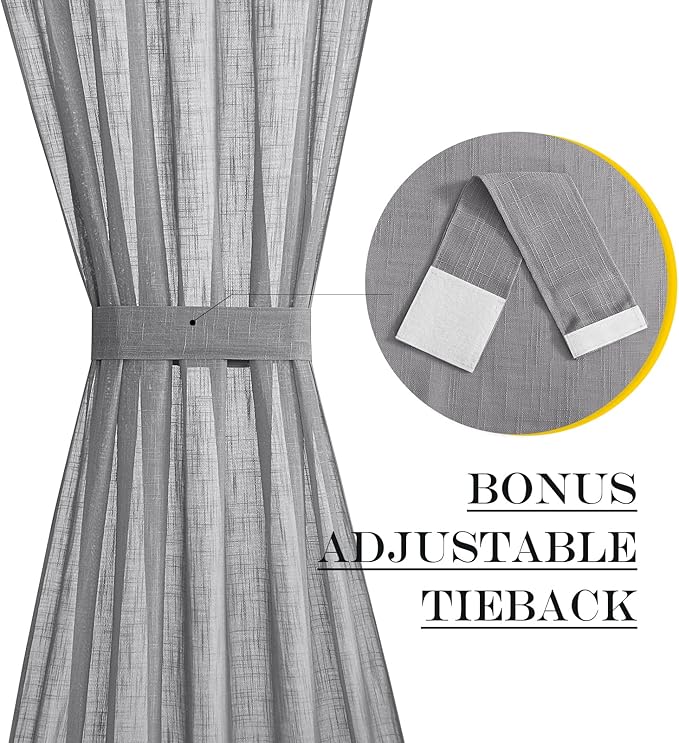 NICETOWN Sheer Door Curtains, Side Small Window Treatment, Farmhouse French - Image 2