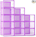 Kuject X-Large Shoe Storage Boxes Organizers Clear Plastic Stackable 12 Pack by Kuject