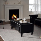 48.8" Storage Ottoman Bench Black | Faux Leather Bedroom Bench - Image 7