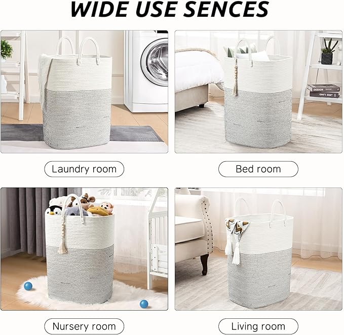 Woven Laundry Basket for Clothes, 50 L Large Rectangle Laundry Hampers - Image 7