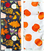 2 Double Sided Microfiber Hand Towels, 17x27 Inches Waffle Design Kitchen by CraeHome