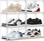 Shoe Storage 6 Pack, Acrylic Clear Shoe Storage Box Stackable Large Sneakers by EDSFAM