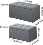 Storage Ottoman Bench with 2.56-inch Thick Seat, 31.5 inch Nesting Ottoman Set - Image 2