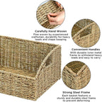 Ollieroo Natural Seagrass Storage Baskets, Handwoven Wicker Storage Bins - Image 3