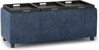 SIMPLIHOME Avalon 42 inch Wide Contemporary Rectangle Storage Ottoman in Denim - Image 4