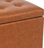 Adeco 17.7" Leather Cube Storage Orange Ottomans - Image 6