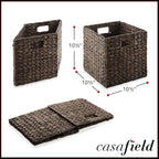 Casafield 10.5" x 10.5" Water Hyacinth Storage Baskets, Espresso - Image 7